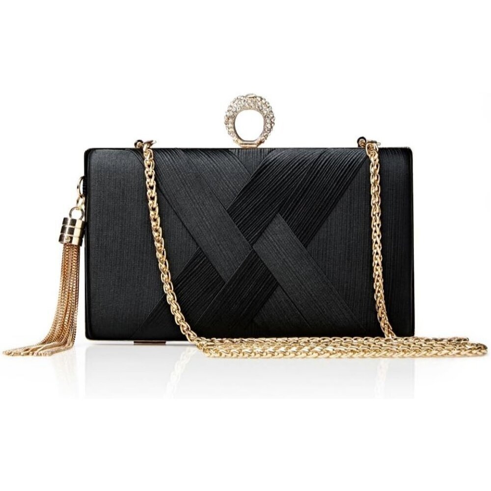 Women Black Clasp Imported Purses Handbags Suitable for evening party